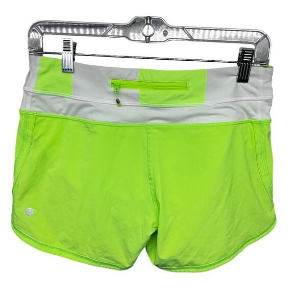 Lululemon Groovy Run Shorts Zippy Green Womens Sz 6 Zip Pocket Stretch Logo - Picture 5 of 9